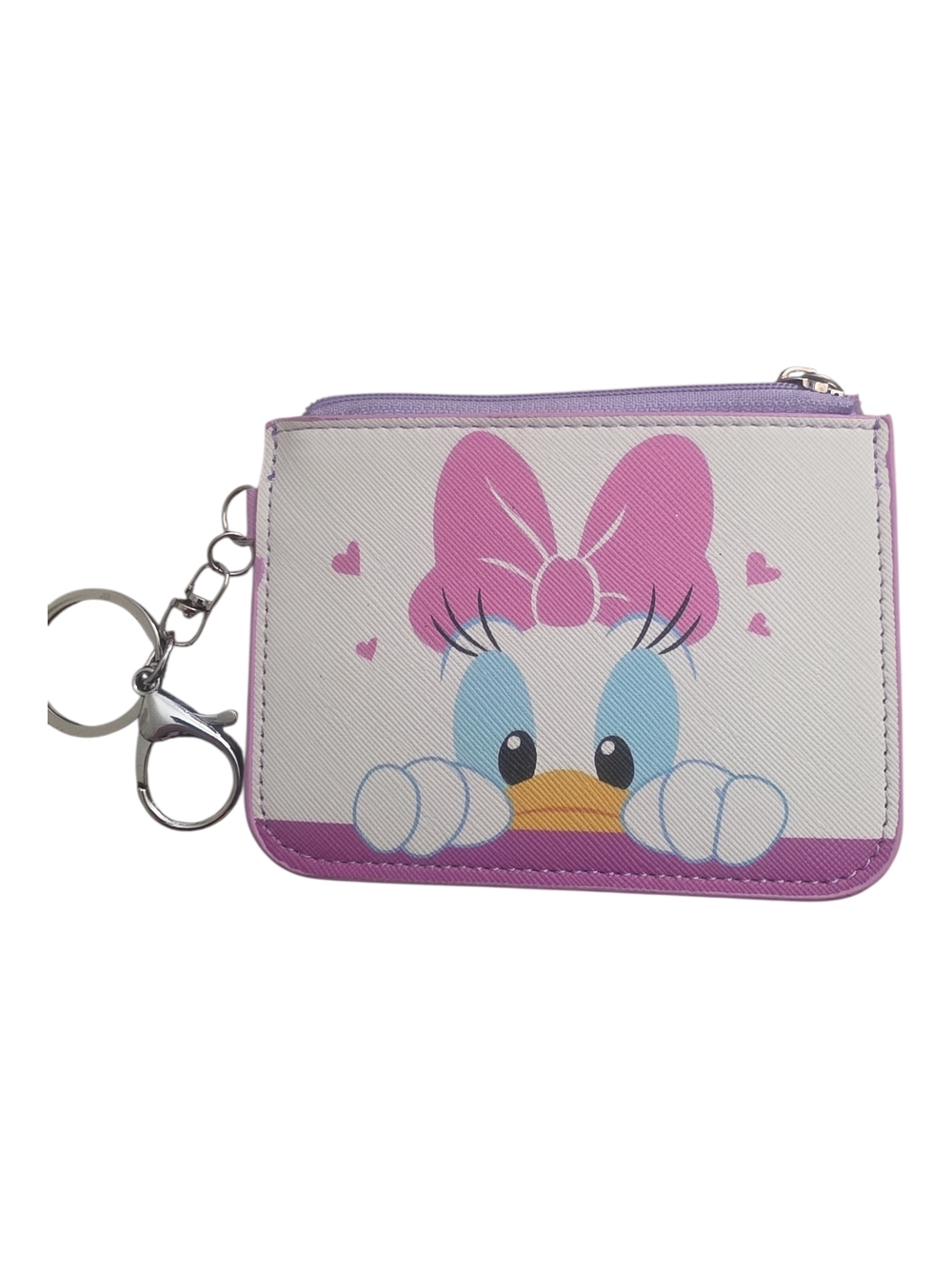Daisy Duck Pink Peeking Zip Card Wallet with Key Ring - Picture 1 of 3